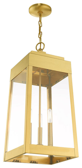 Transitional Outdoor Pendant Lantern, Satin Brass