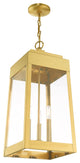 Transitional Outdoor Pendant Lantern, Satin Brass