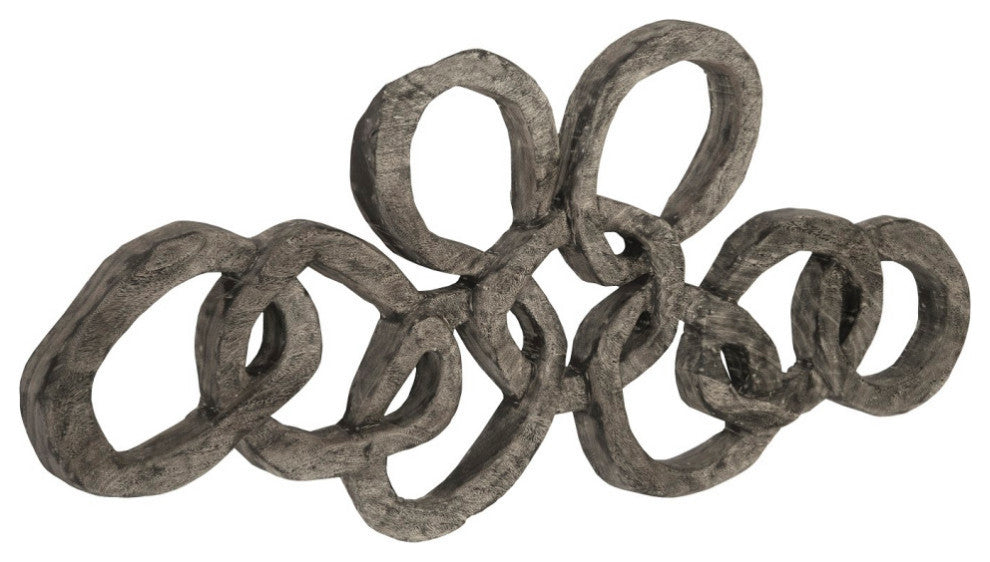 Chain Wall Art, Chamcha Wood, Gray Stone