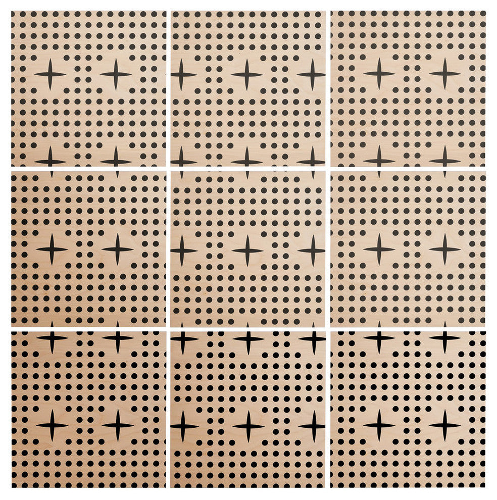 Deny Designs Holli Zollinger Dot and Plus Mudcloth Wood Wall Mural, 4'x4'