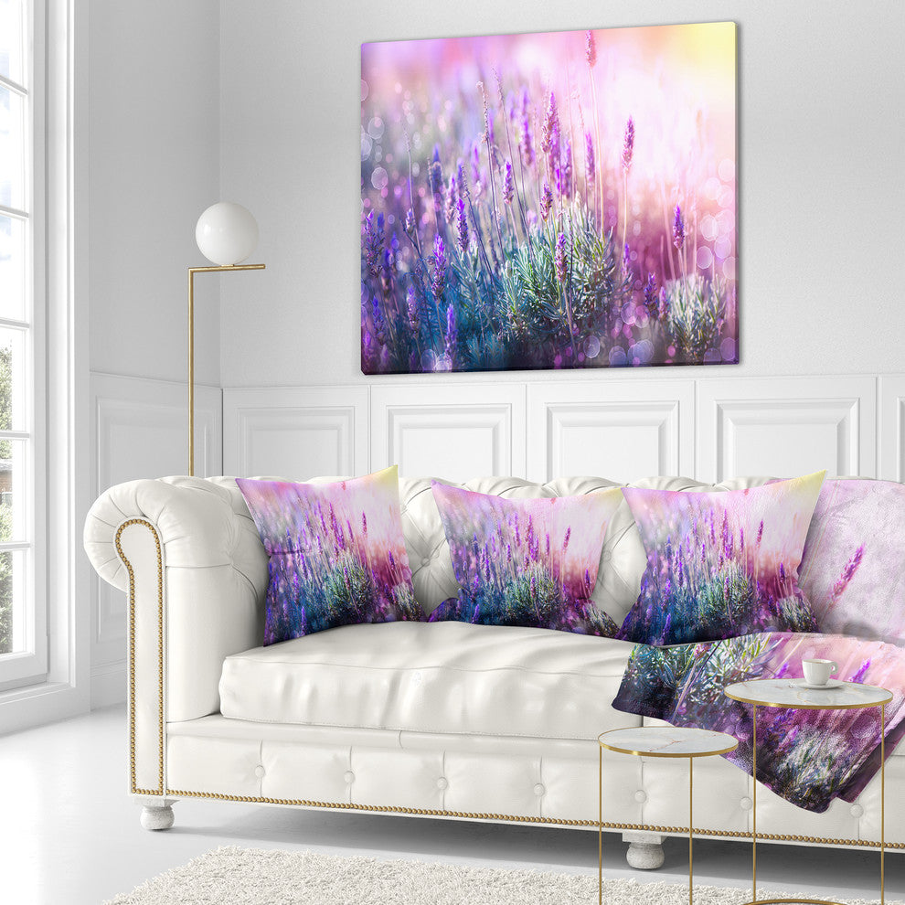 Growing and Blooming Lavender Floral Throw Pillow, 18"x18"