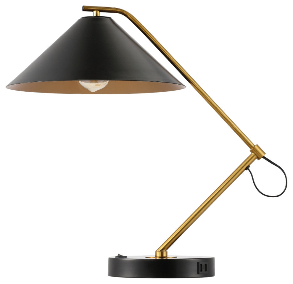 Safavieh Moseby 21" Table Lamp With Usb, Black/Brass