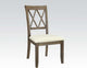 Acme Claudia Side Chairs, Beige Linen and Salvage Brown, Set of 2