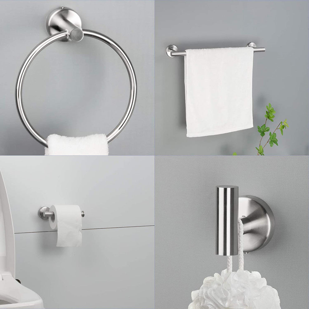 6-Piece Wall Mounted Bathroom Hardware Set, Brushed Nickel
