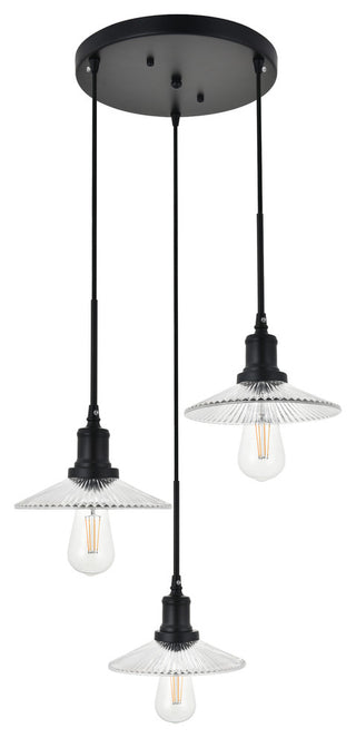 Black Finish 3-Light Pendant