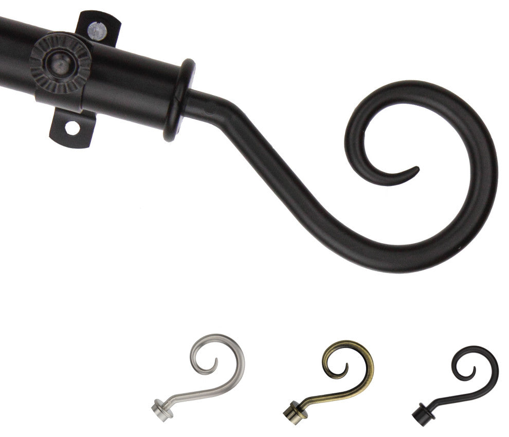 Cooper 13/16" Diameter Curtain Rod, Black, 18-28"