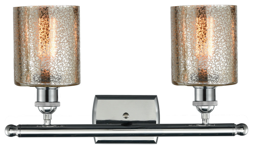 Cobbleskill 2-Light Bath Fixture, Mercury Glass, Polished Chrome