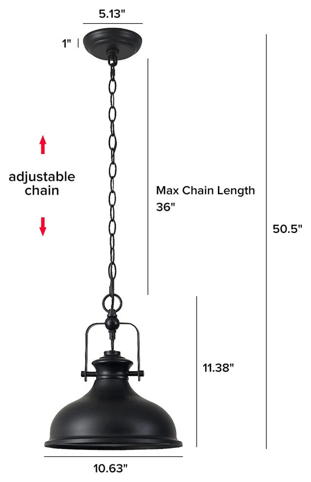 Industrial Black Pendant Light Farmhouse Dome Hanging Light Fixture