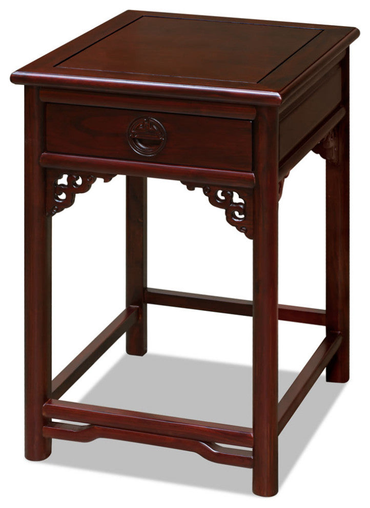 Dark Cherry Longevity Elmwood Chinese Ming End Table