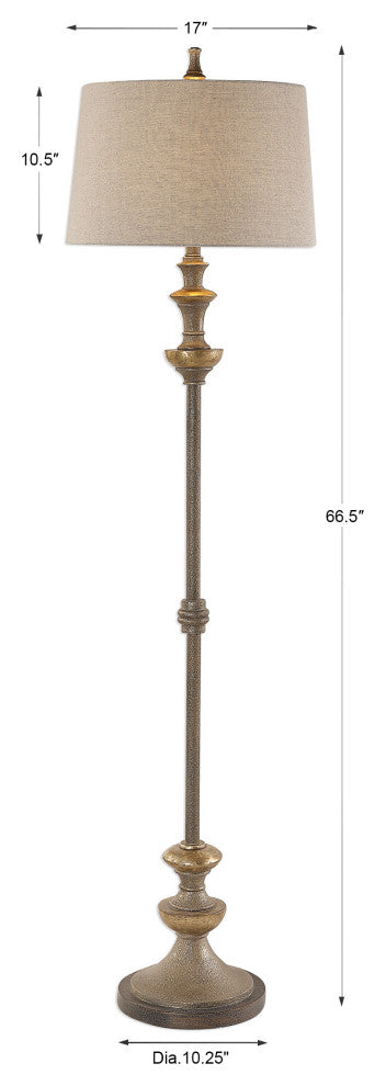 New Uttermost Vetralla Silver Bronze Floor Lamp