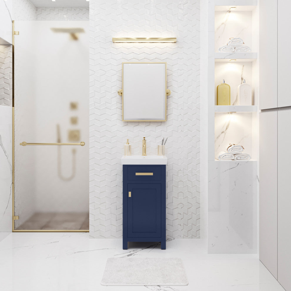 Mia 18 In. Integrated Ceramic Sink Top Vanity in Monarch Blue with Faucet