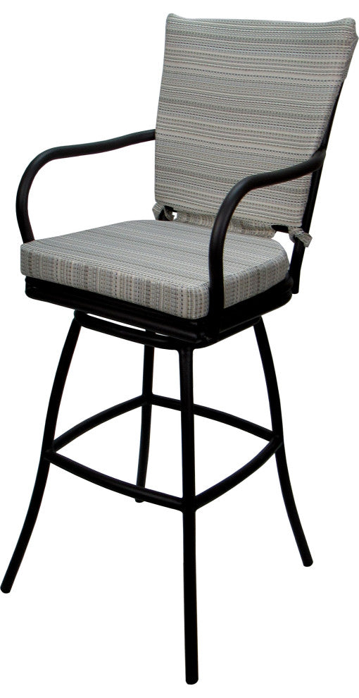 Outdoor Patio Swivel Bar Stool Ofir with Arms, Natural Fun - Black, 30"