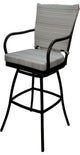 Outdoor Patio Swivel Bar Stool Ofir with Arms, Natural Fun - Black, 30"