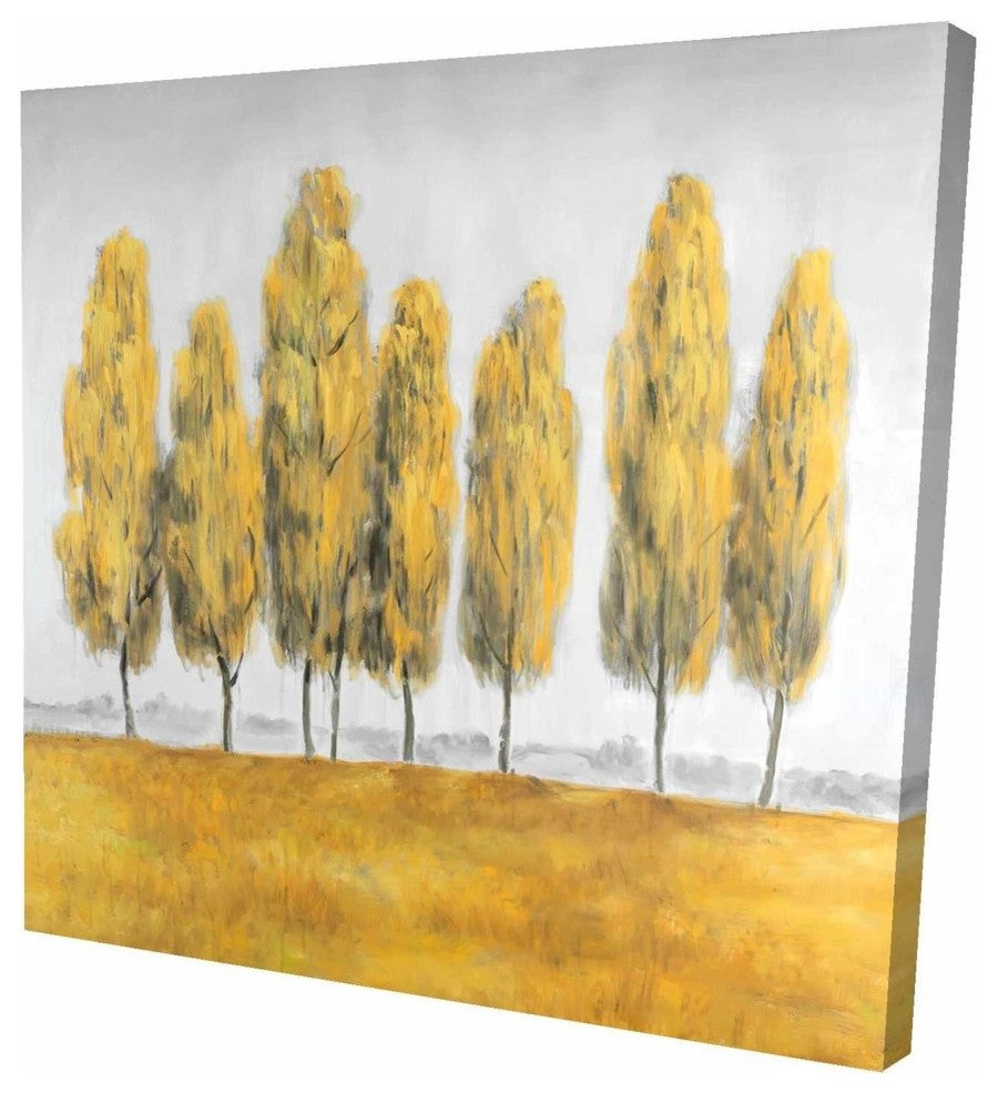 Abstract Yellow Trees, Fine Art Gallery Wrapped Canvas, 24"x24"