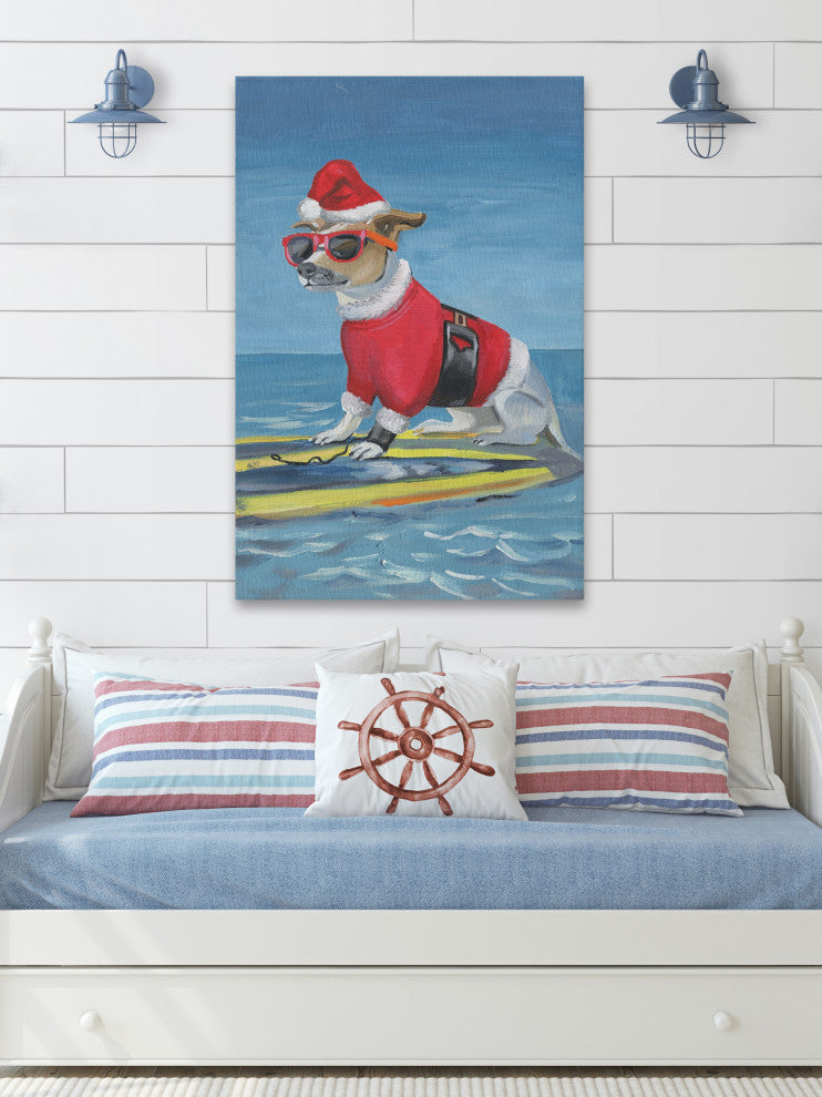 "Santa on the Water" Painting Print on Wrapped Canvas, 8x12