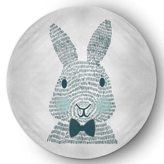 5' Round Monochrome Bunny Easter Chenille Indoor/Outdoor Rug