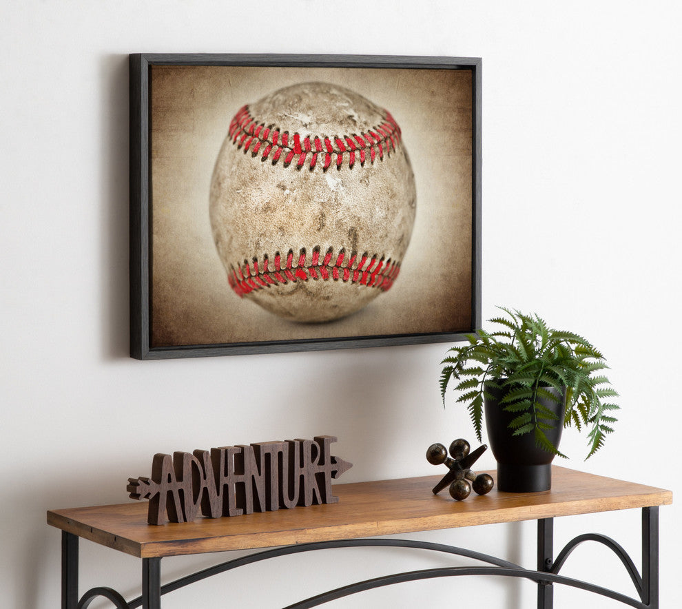 Sylvie Vintage Hardball Framed Canvas by Shawn St. Peter, Gray 18x24