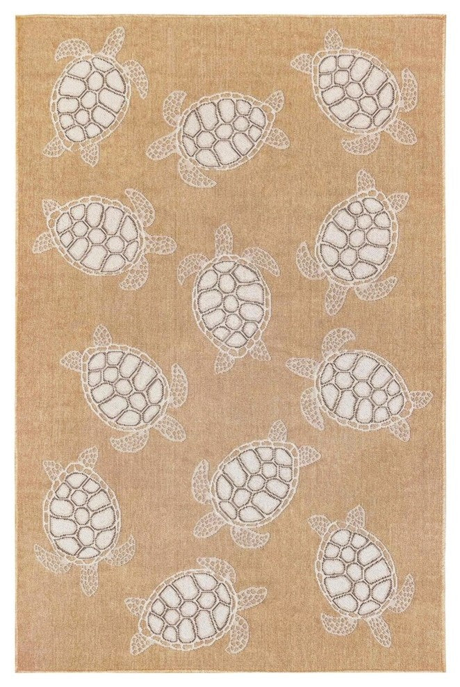 Carmel Seaturtles Indoor/Outdoor Rug, Sand, 6'6"x9'3"