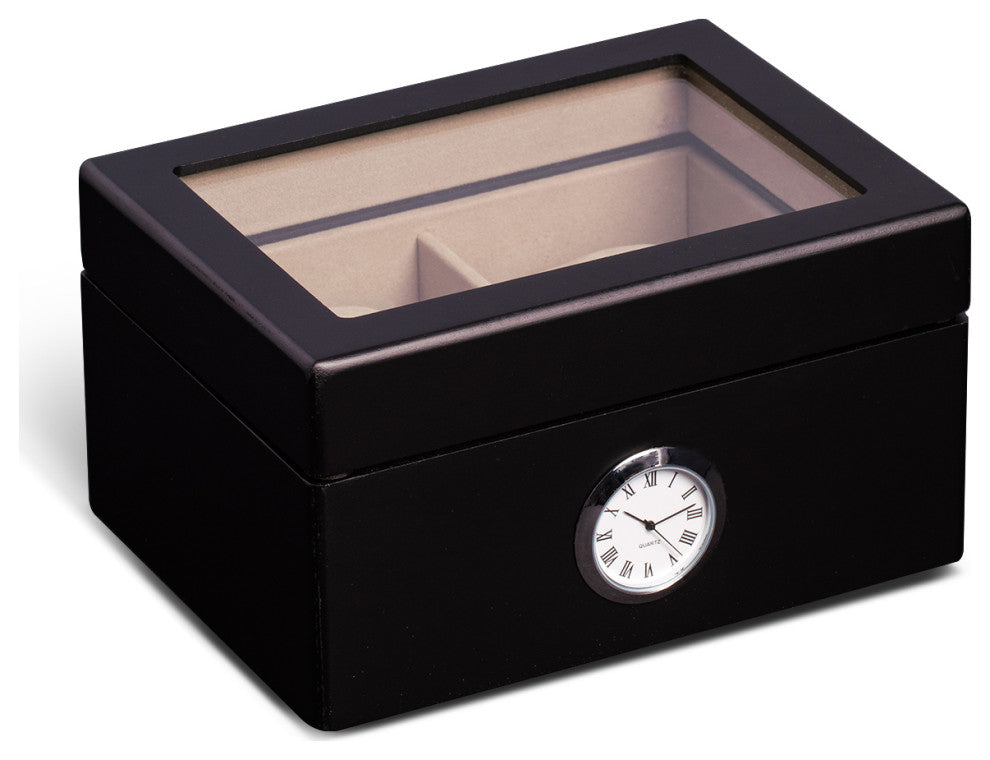 All With Time Watch Box, Double Slot, Black Wood