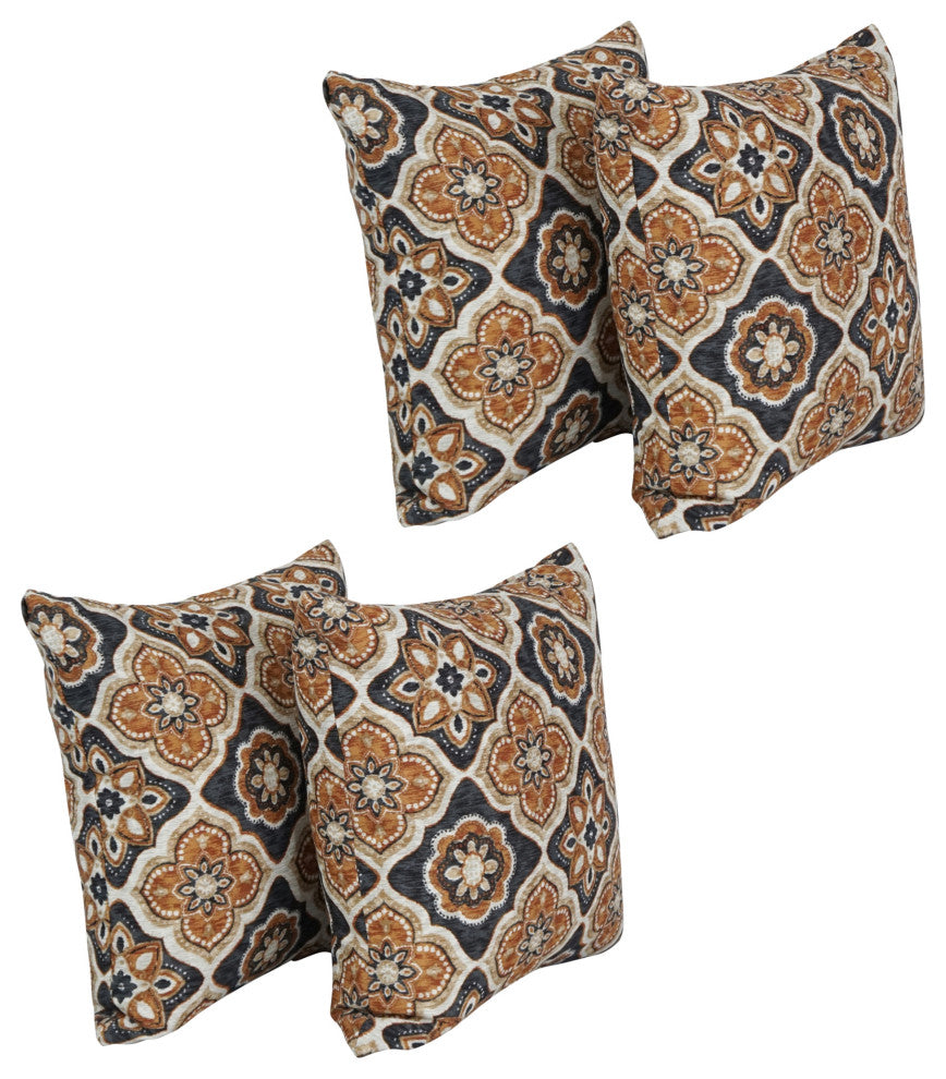 17" Square Polyester Outdoor Throw Pillows, Set of 4, Adonis Caramel