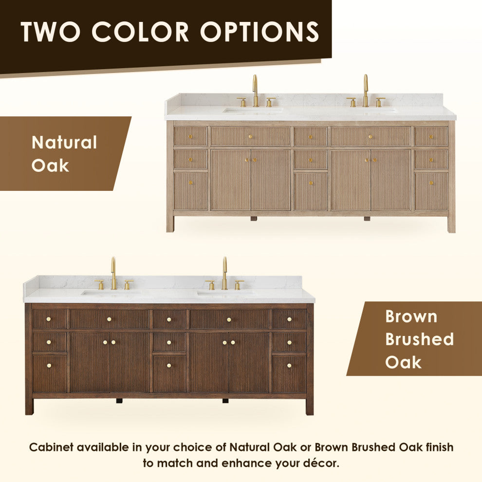 Cerrito Bathroom Vanity, Natural Oak, 84" Double, without Mirror