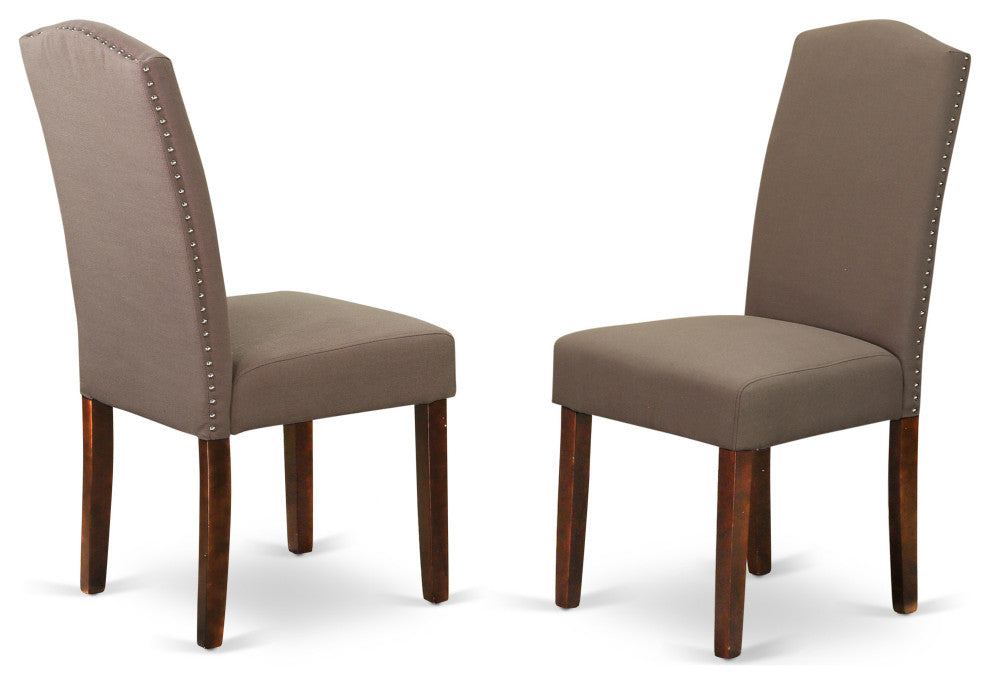 Dinette Set 5 Pcs Four Chairs, Table Mahogany Finish Hardwood Coffee Color