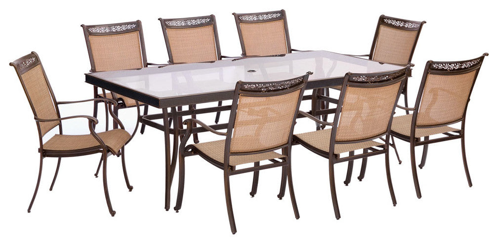 Fontana 9-Piece Dining Set, Eight Chairs, XL Table