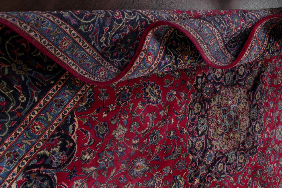 Consigned, Oriental Traditional Hand-Knotted Persian Area Rug, Red, 10x13