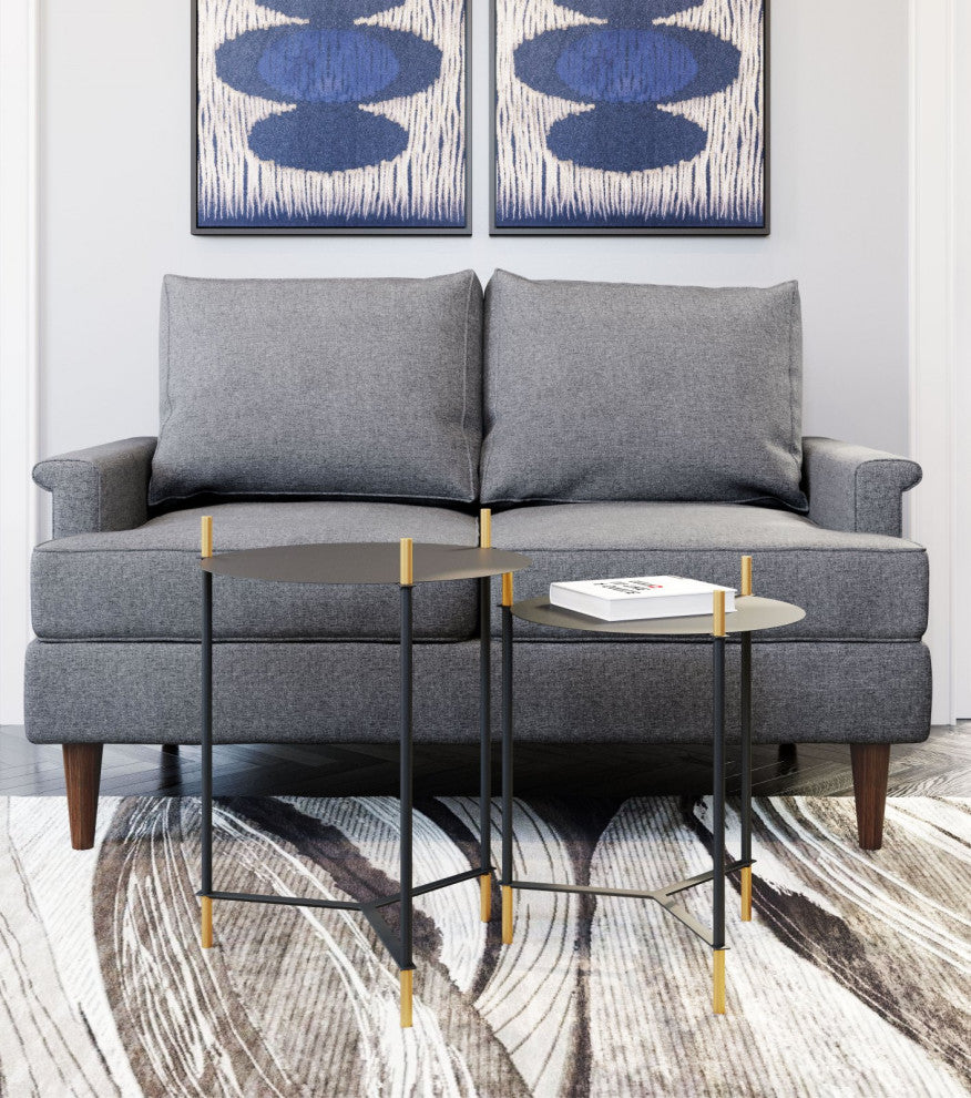 Sofa Side Table, Round, Steel Metal, Black, Gold, Lounge Cafe Lobby Hospitality