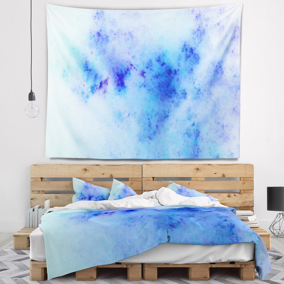 Light Blue Starry Fractal Sky Abstract Wall Tapestry, 39"x32"