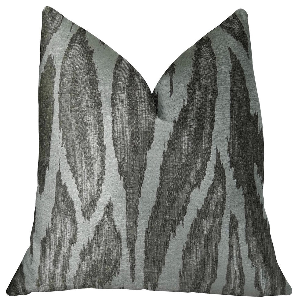 Agate River Gray Silver Ivory Handmade Luxury Pillow, 24"x24"