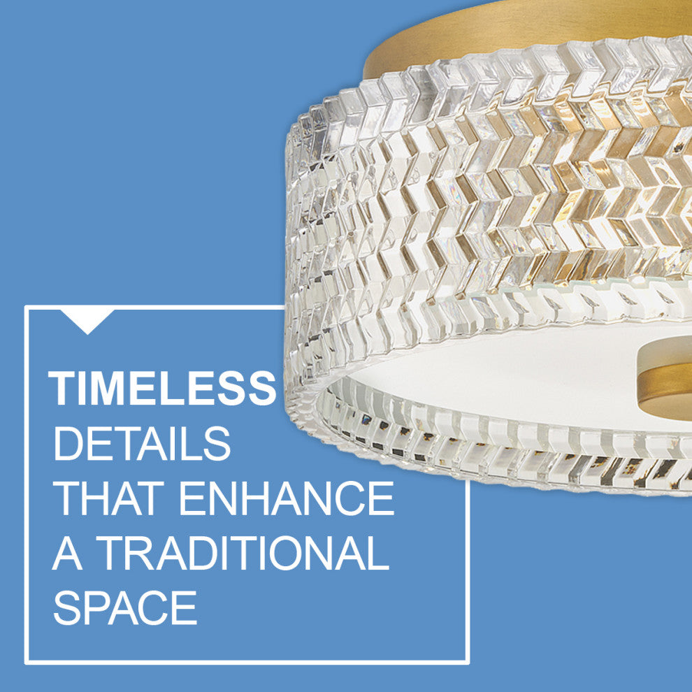 Hinkley Ellie 12" Small Flush Mount Ceiling Light, Heritage Brass