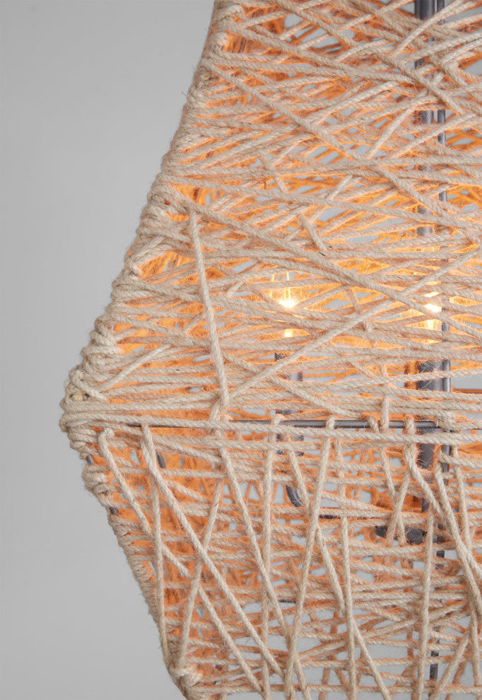 Capital Lighting 335241 4 Light 27" Tall Pendant - Natural Jute / Grey