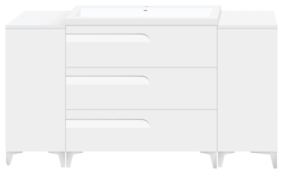 48" Freestanding White Vanity Set With Sink, LV7-C4B-48W, Style 7