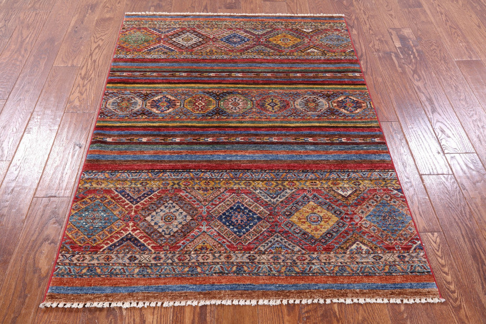 3' 10" X 5' 2" Khorjin Super Kazak Handmade Rug Q10774