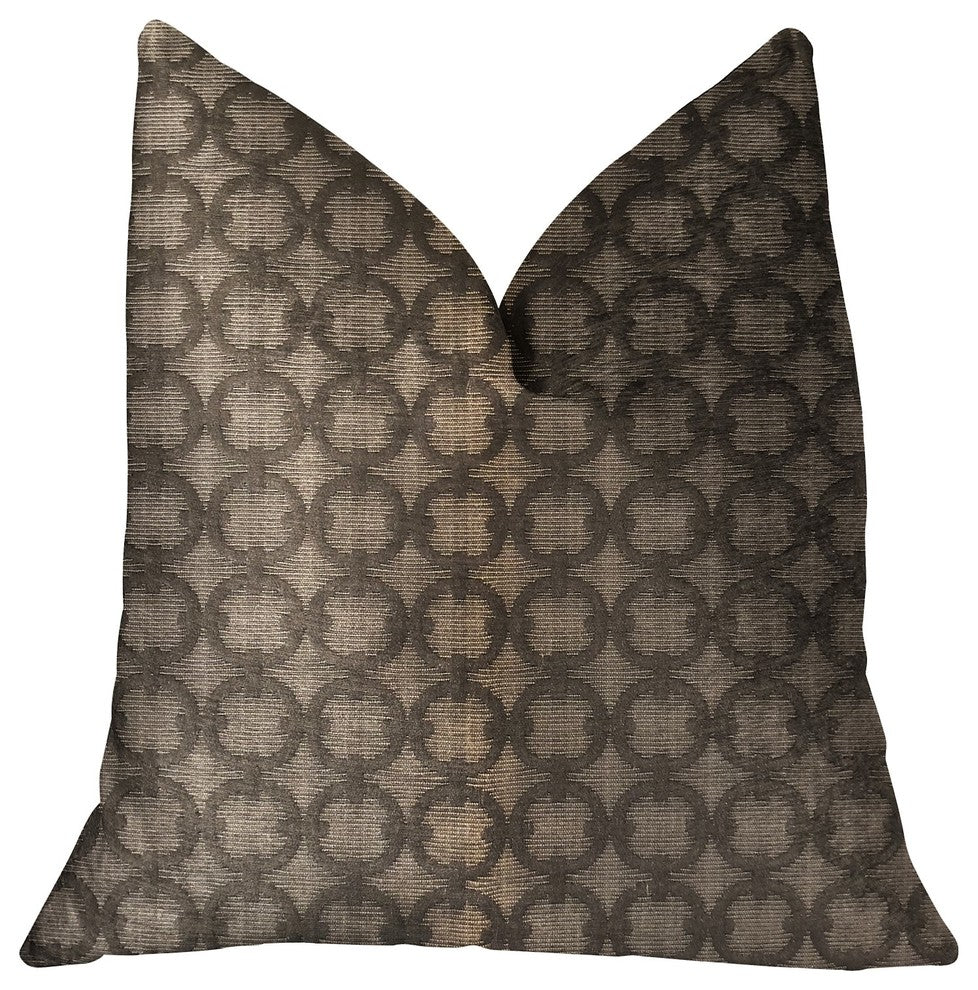 Cercles Dark Brown Luxury Throw Pillow, 16"x16"