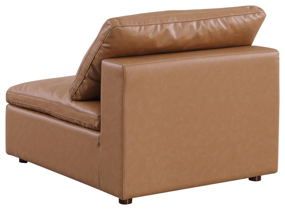Dante Armless Chair Upholstered, Top Grain Italian Leather
