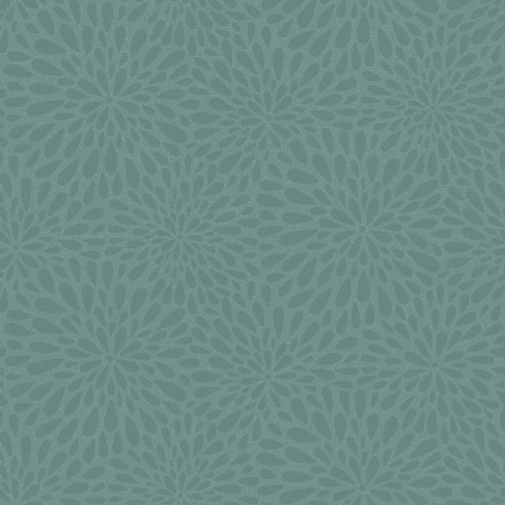 Calendula Teal Modern Floral Wallpaper Bolt