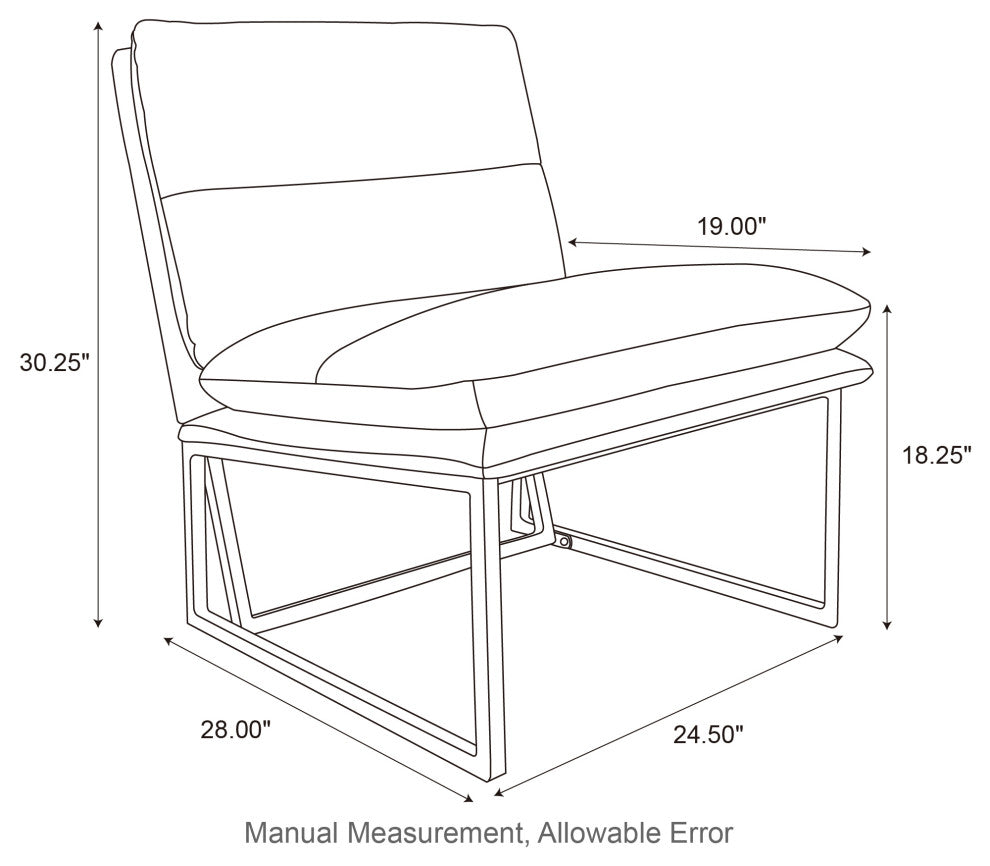 Set of 2 Modern Thick Leatherette Accent Chair, Coffee