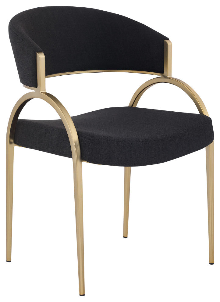 Privet Dining Chair (Set of 2), Black, Brushed Brass Finish