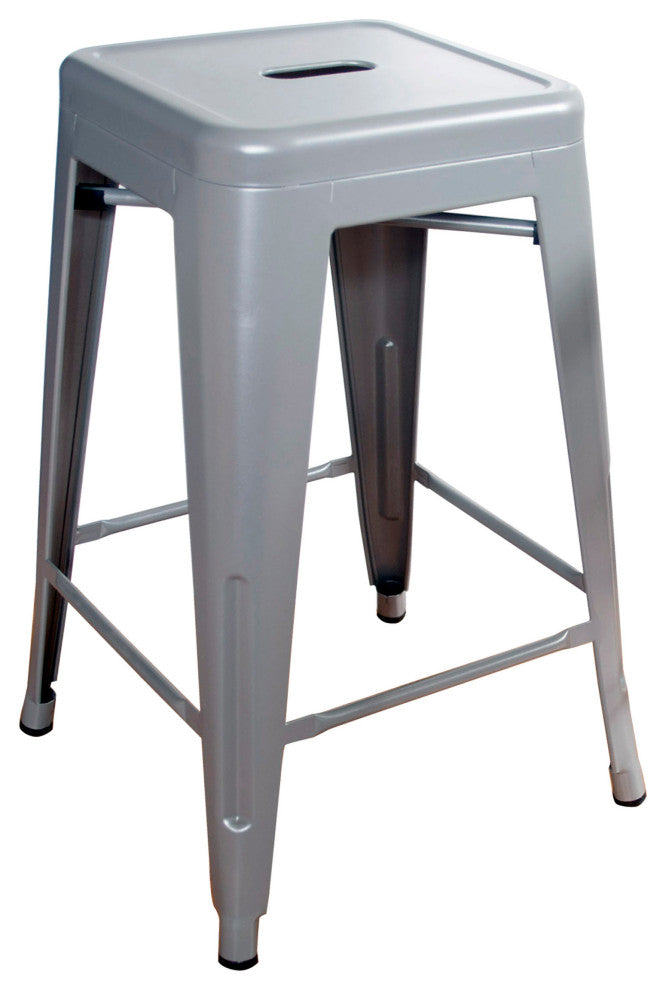 Loft Silver 24" Metal Bar Stool, Set of 2