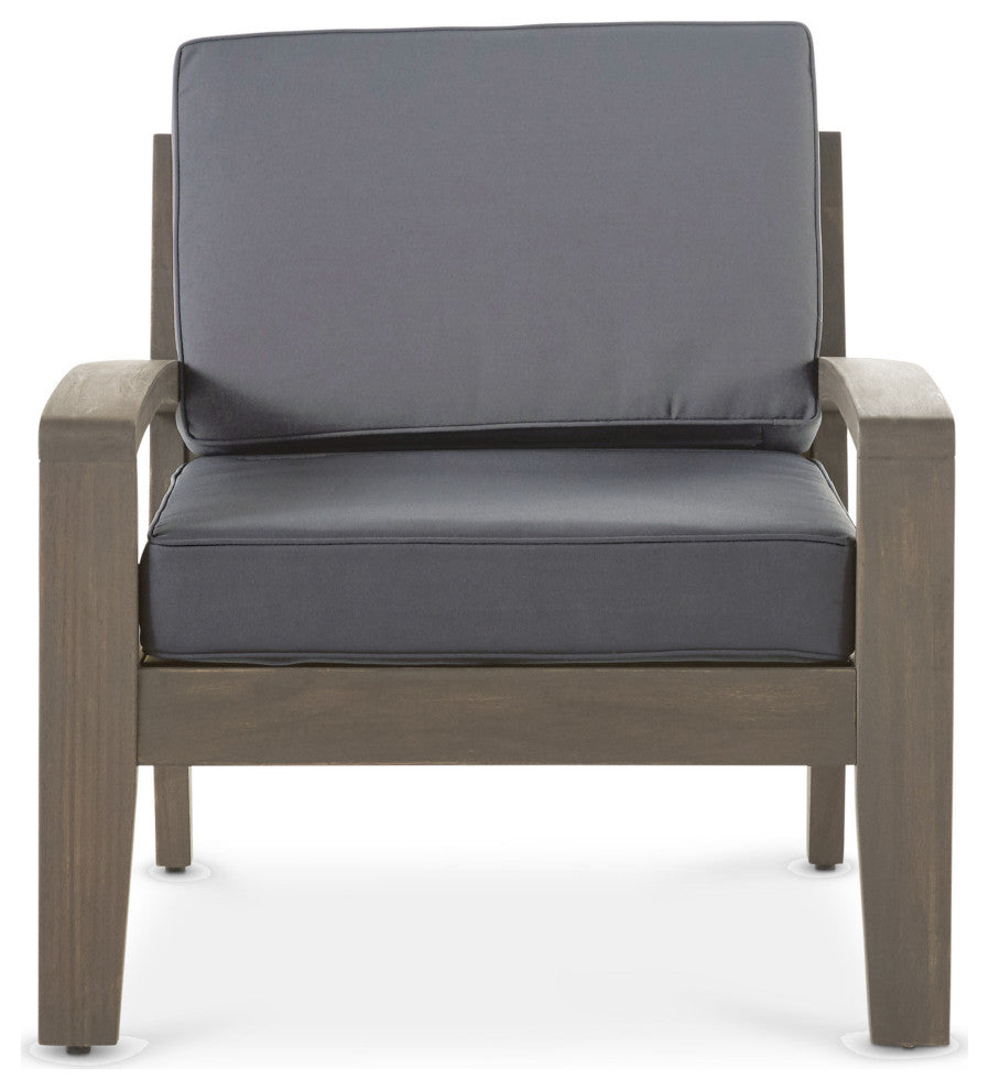 GDF Studio Giselle Outdoor Acacia Wood Club Chairs With Water Resistant Cushions, Set of 2