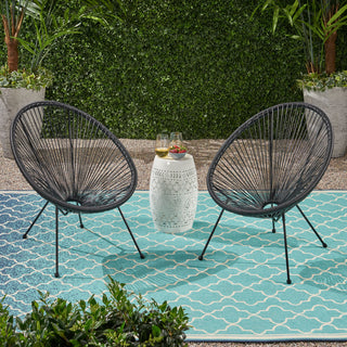 Major Outdoor Hammock Weave Chair with Steel Frame, Set of 2, Black