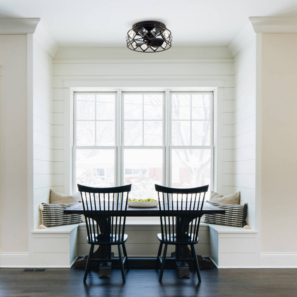 12.2 in. Indoor 3-Blade Crystal Ceiling Fan With Light and Remote Control