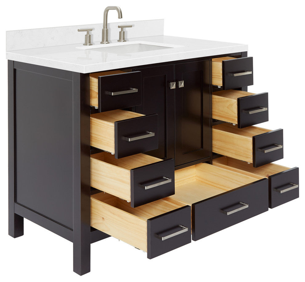 Ariel Cambridge 42" Single Rectangle Sink Vanity, Carrara Quartz