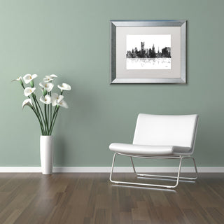 Watson 'Providence RI Skyline BG-1' Art, Silver Frame, 11"x14", White Matte