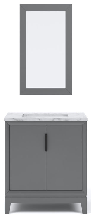 Elizabeth 30" Single Sink Carrara White Marble Vanity, Cashmere Gray