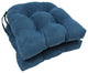 16" Solid Microsuede U-shaped Tufted Chair Cushions, Set of 2, Indigo