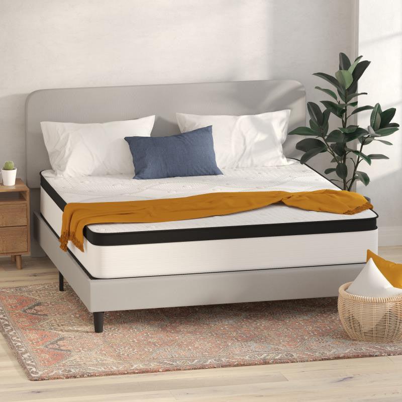 Capri Extra Firm 12 Inch CertiPUR-US Certified Hybrid Pocket Mattress, White, King