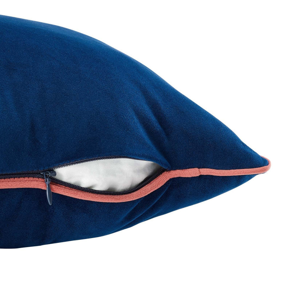 Accent Throw Pillow, Velvet, Blue Navy Pink, Modern, Living Lounge Hospitality